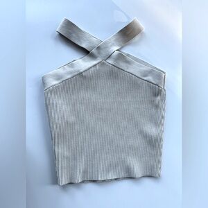 Babaton Cream Ribbed Knit Top